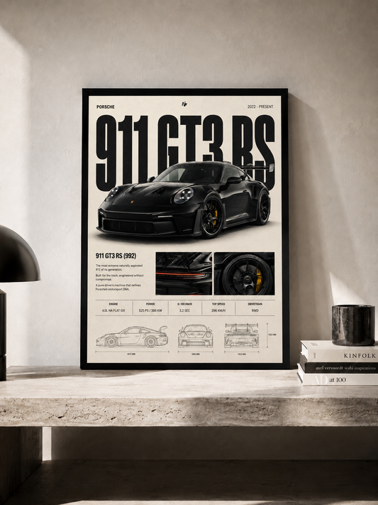 Porsche 911 GT3 RS - plakat kolekcjonerski w ramie
