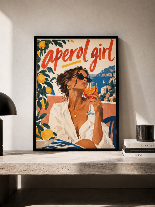 Aperol Girl - plakat śródziemnomorski w ramie