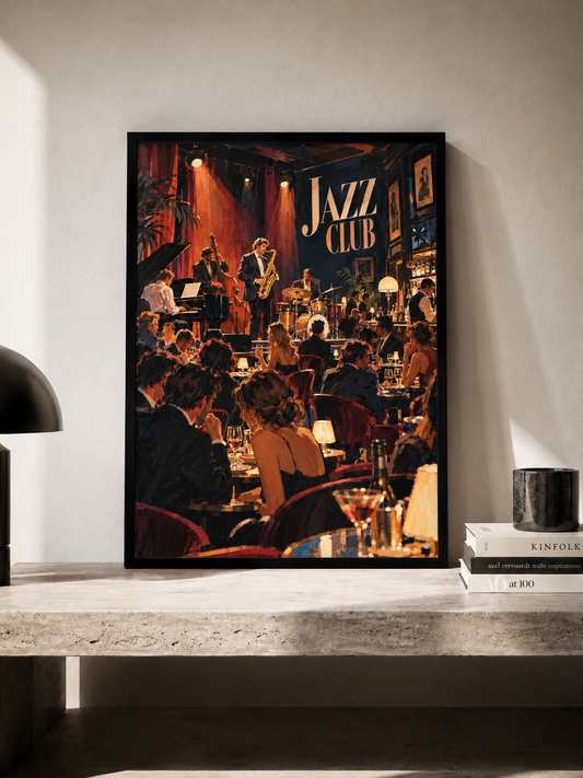 Jazz Club Live Jazz - plakat jazzowy w ramie