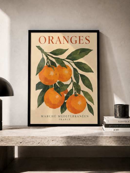 Oranges - śródziemnomorski plakat botaniczny w ramie