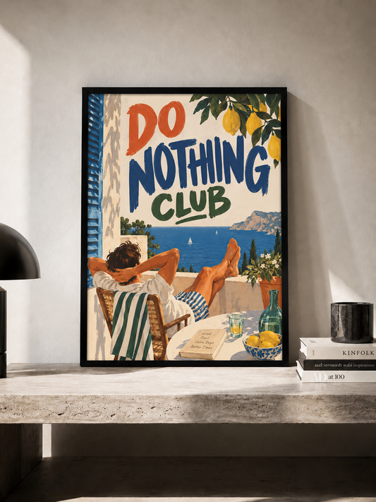 Do Nothing Club - plakat śródziemnomorski w ramie