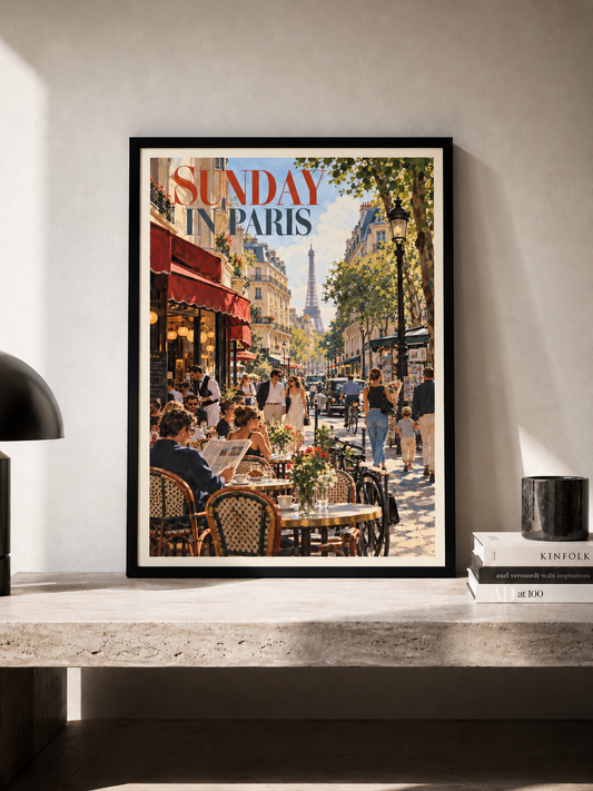 Sunday in Paris - plakat podróżniczy w ramie