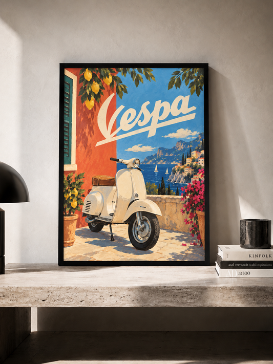 Vespa - plakat śródziemnomorski w ramie