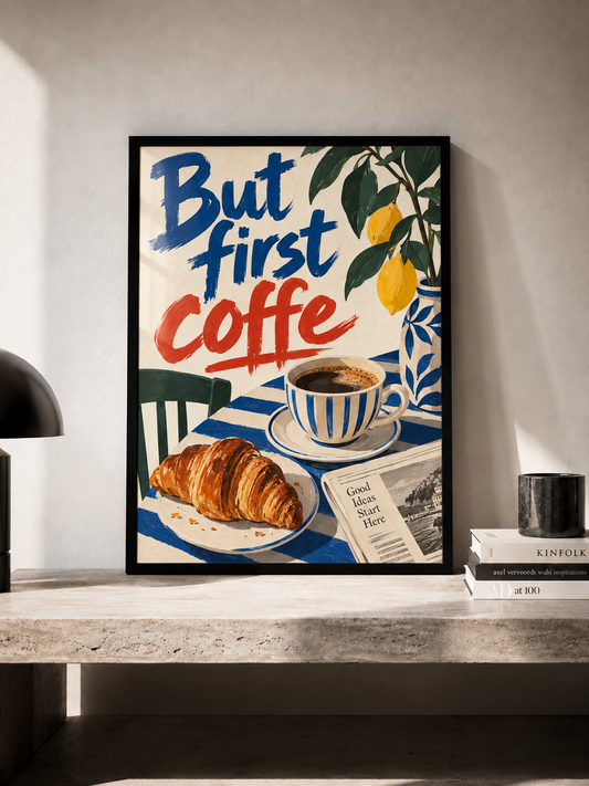 But First Coffee - plakat w ramie