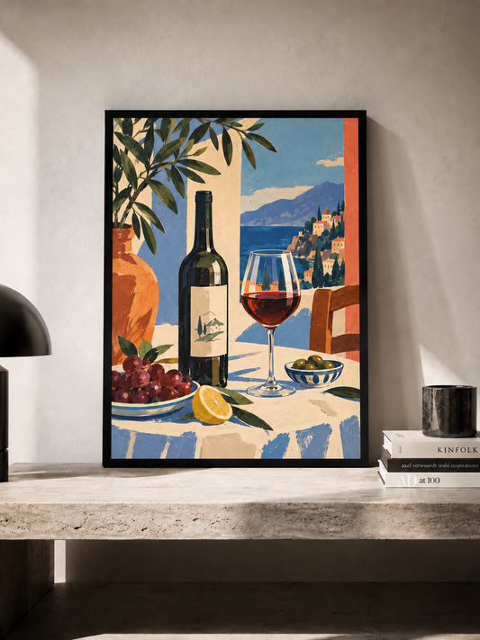 Red Wine - śródziemnomorski plakat w ramie