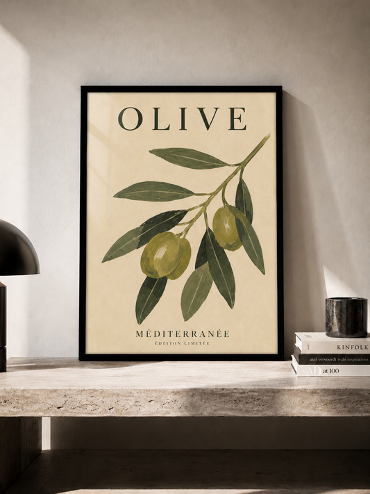 Olive Botanical - plakat botaniczny w ramie