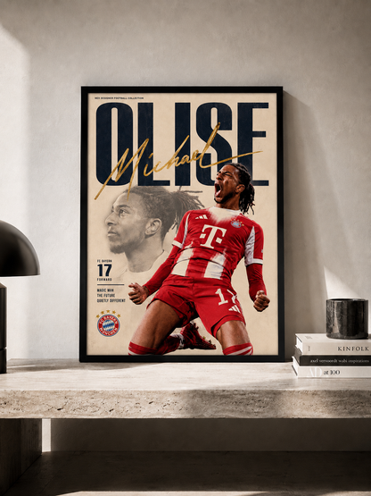 Michael Olise - FC Bayern - plakat piłkarski w ramie