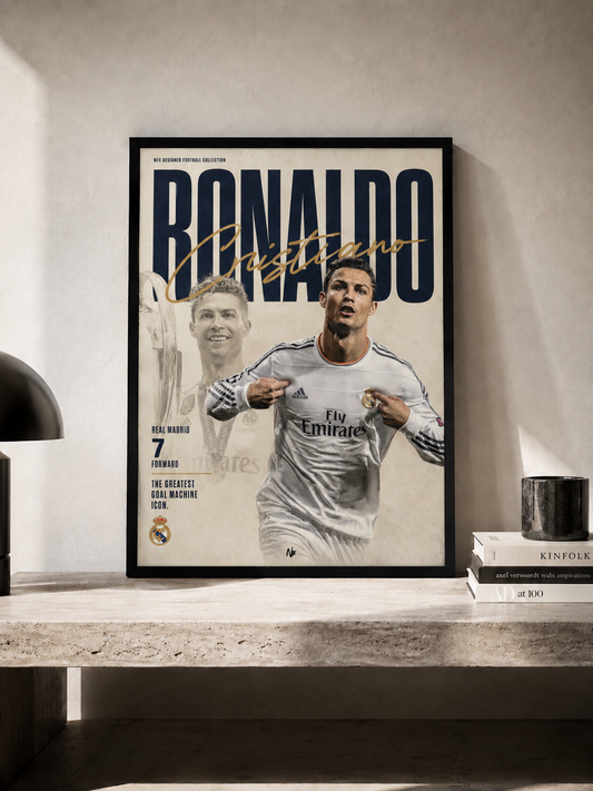 Cristiano Ronaldo - Real Madryt - plakat piłkarski w ramie