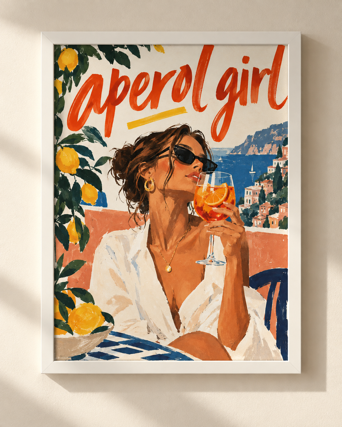 Aperol Girl - plakat śródziemnomorski w ramie