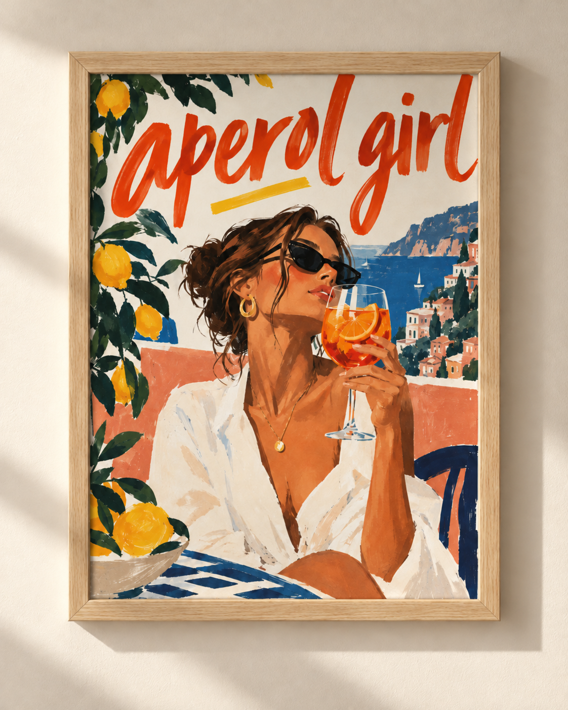 Aperol Girl - plakat śródziemnomorski w ramie