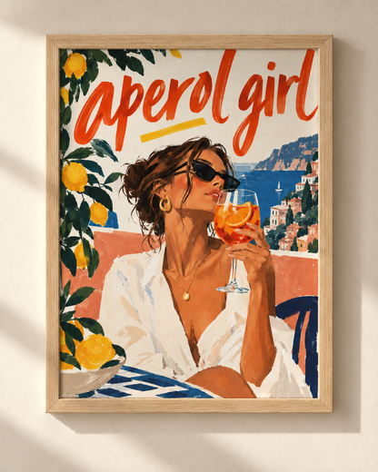 Aperol Girl - plakat śródziemnomorski w ramie