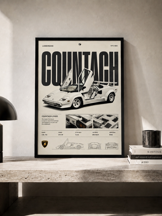 Lamborghini Countach - plakat motoryzacyjny w ramie