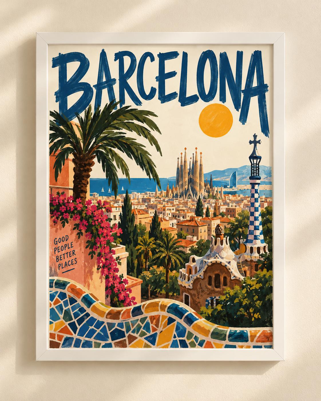 Barcelona - plakat podróżniczy w ramie