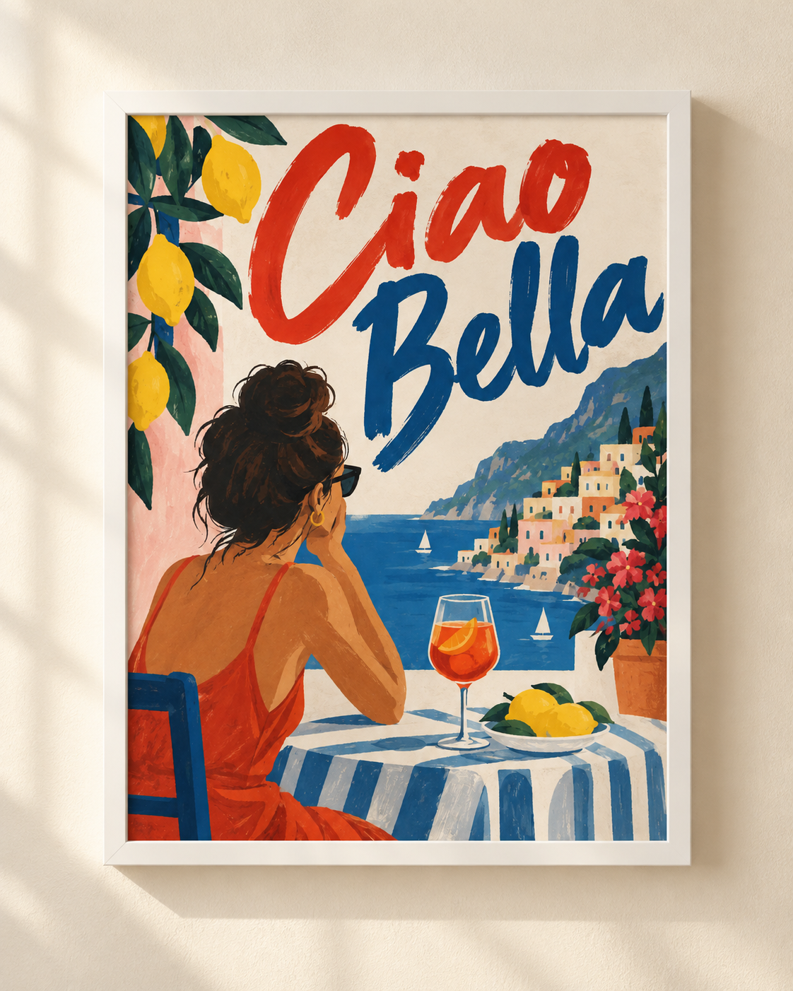 Ciao Bella - plakat śródziemnomorski w ramie