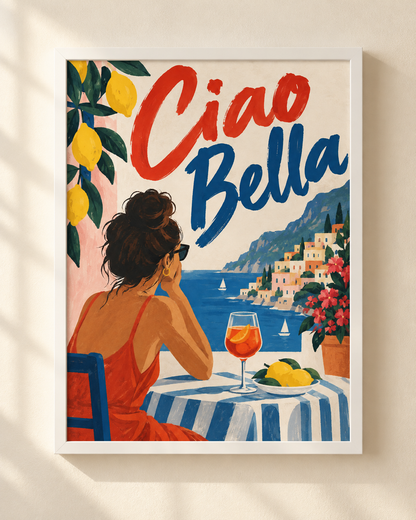 Ciao Bella - plakat śródziemnomorski w ramie