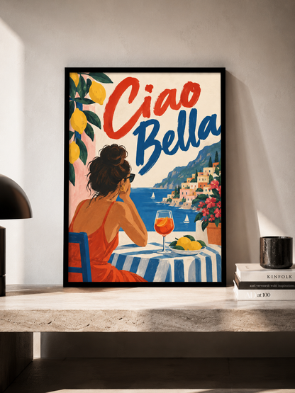 Ciao Bella - plakat śródziemnomorski w ramie