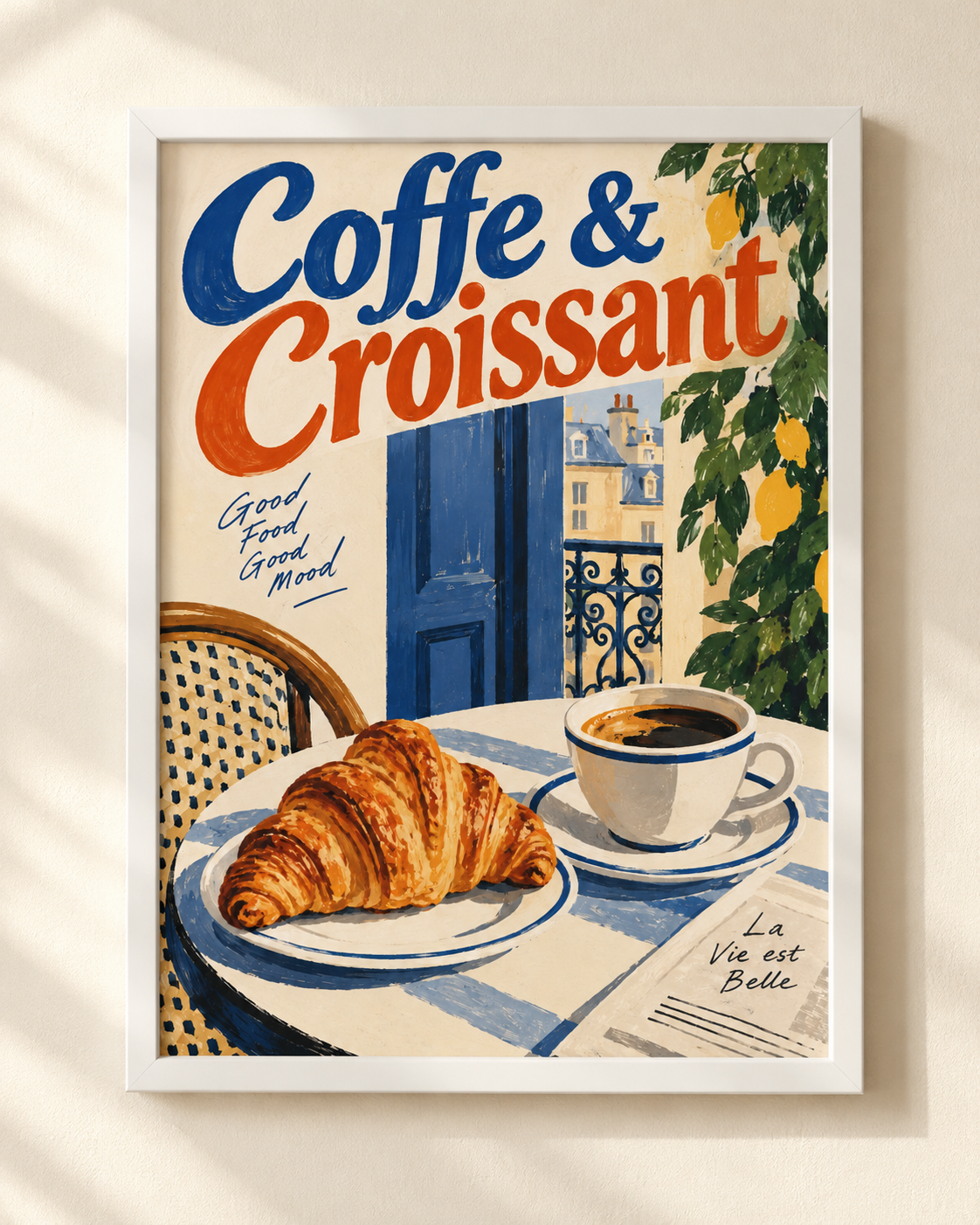 Coffee & Croissant - plakat kawowy w ramie