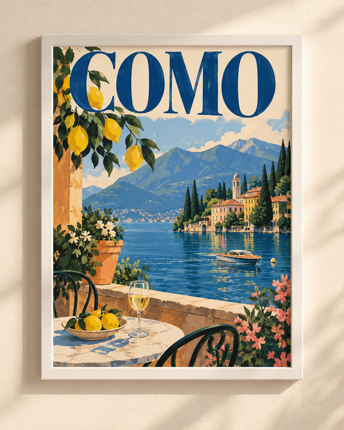 Como - plakat podróżniczy nad Jezioro Como w ramie