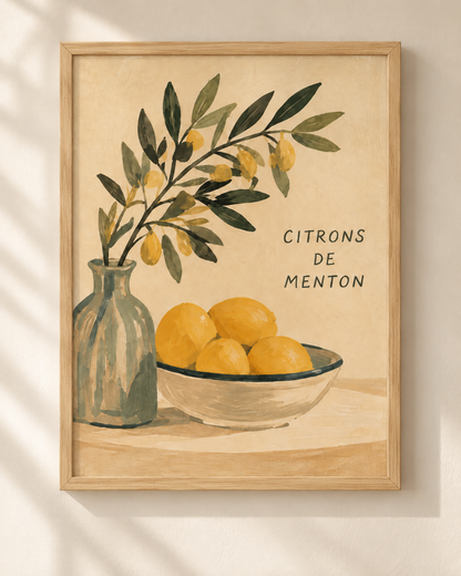 Citrons de Menton - Mediterranean poster in a frame