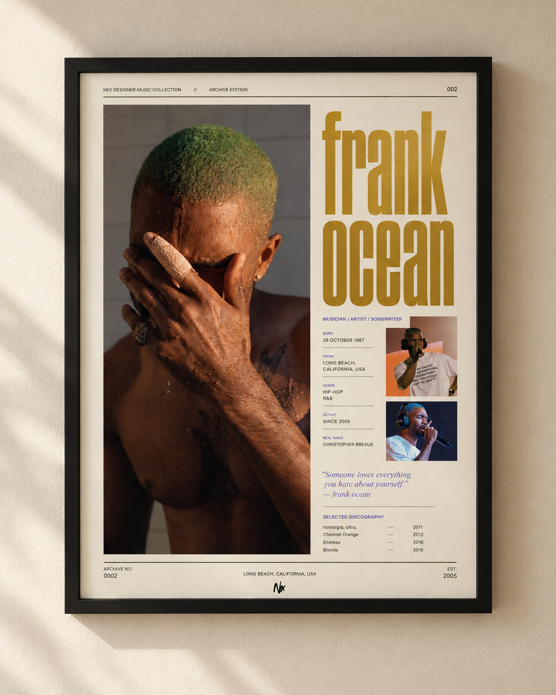 Frank Ocean - plakat muzyczny w ramie
