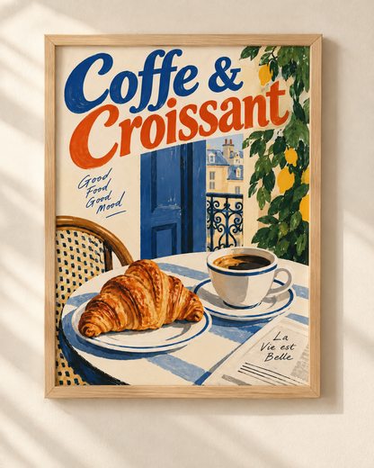 Coffee & Croissant - plakat kawowy w ramie