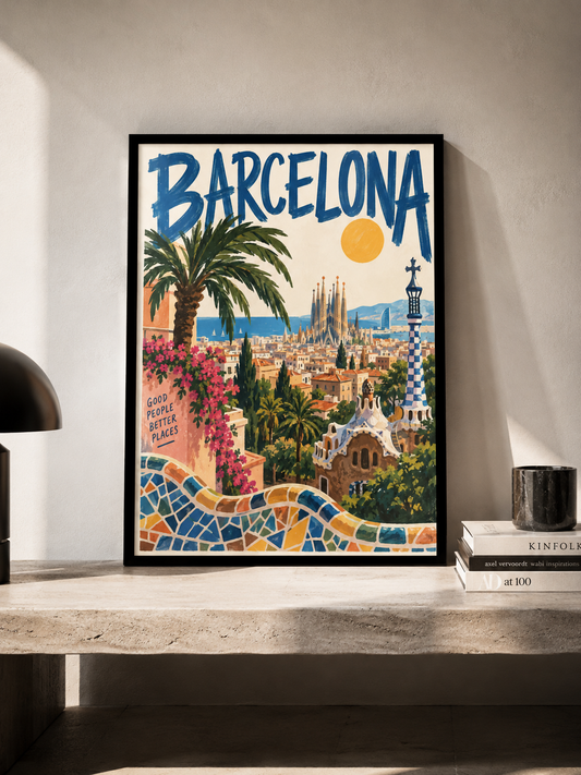 Barcelona - plakat podróżniczy w ramie