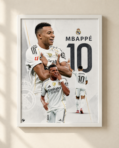 Kylian Mbappé "KM10" - plakat piłkarski w ramie