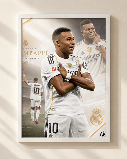 Kylian Mbappé "Ninja" - plakat piłkarski w ramie
