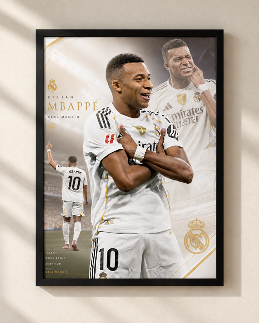 Kylian Mbappé "Ninja" - plakat piłkarski w ramie