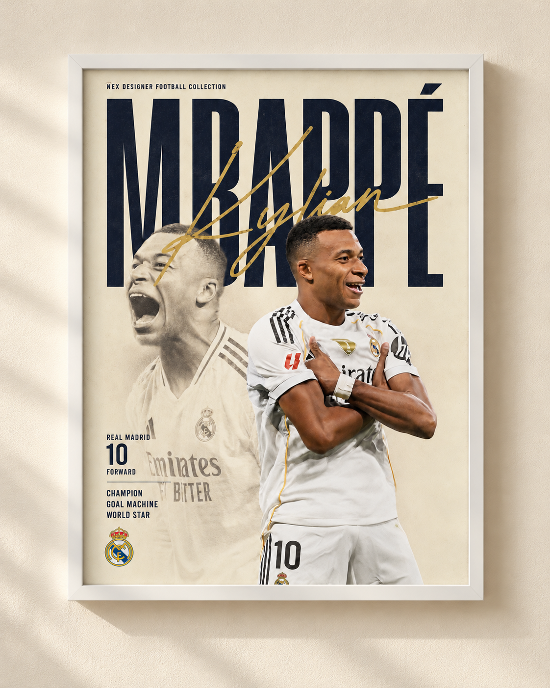 Kylian Mbappé - Real Madrid - framed football poster