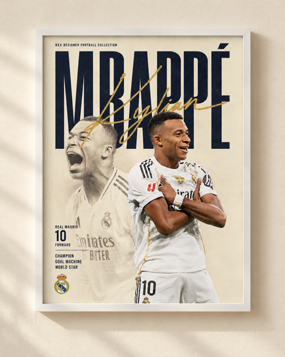 Kylian Mbappé - Real Madrid - framed football poster