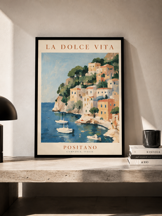 La Dolce Vita Positano - plakat podróżniczy w ramie