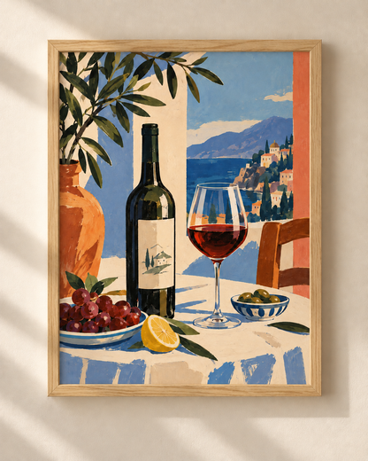 Red Wine - śródziemnomorski plakat w ramie