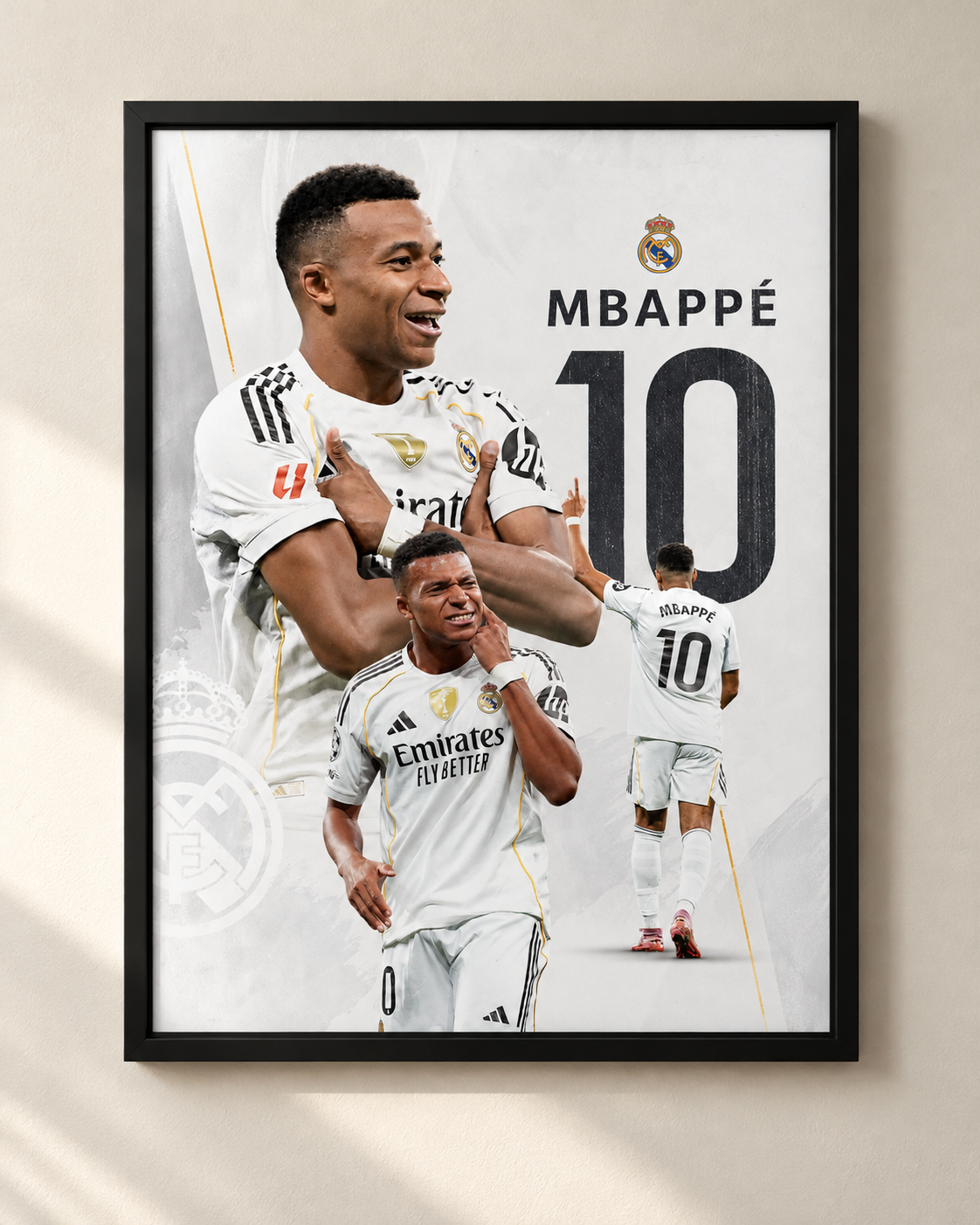 Kylian Mbappé "KM10" - plakat piłkarski w ramie