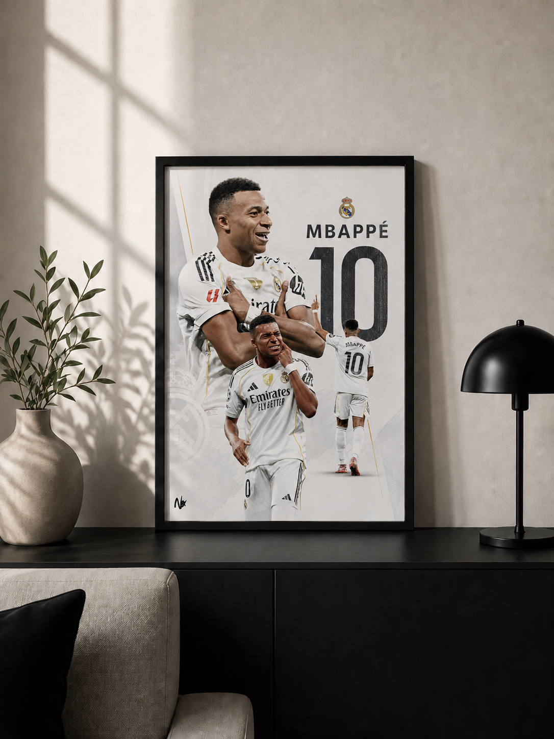 Kylian Mbappé "KM10" - plakat piłkarski w ramie