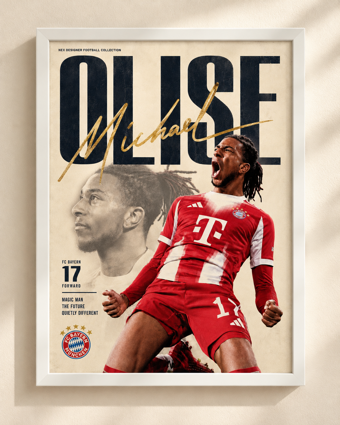 Michael Olise - FC Bayern - plakat piłkarski w ramie