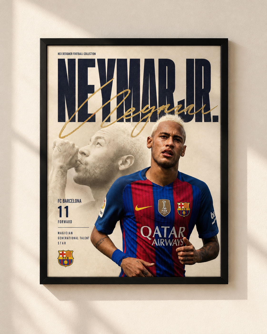Neymar Jr. - FC Barcelona - framed football poster