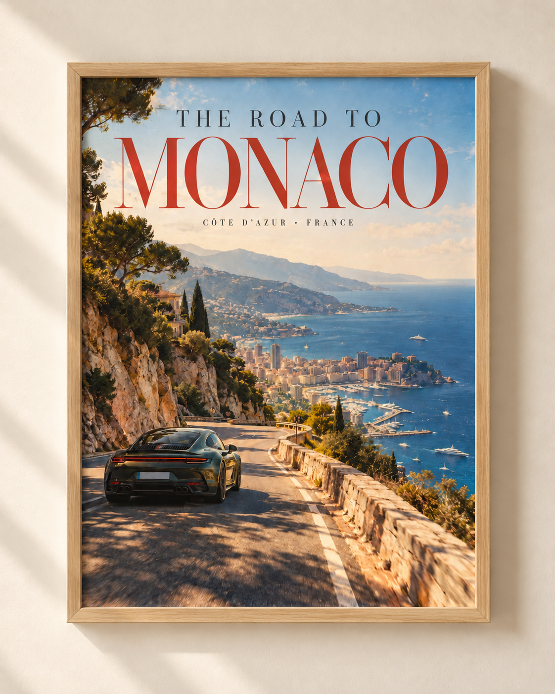 The Road to Monaco - plakat motorsportowy w ramie