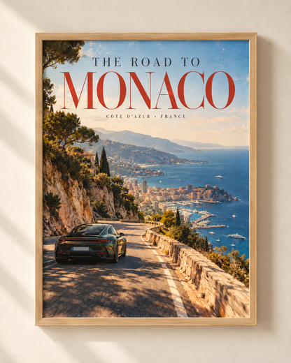 The Road to Monaco - plakat motorsportowy w ramie