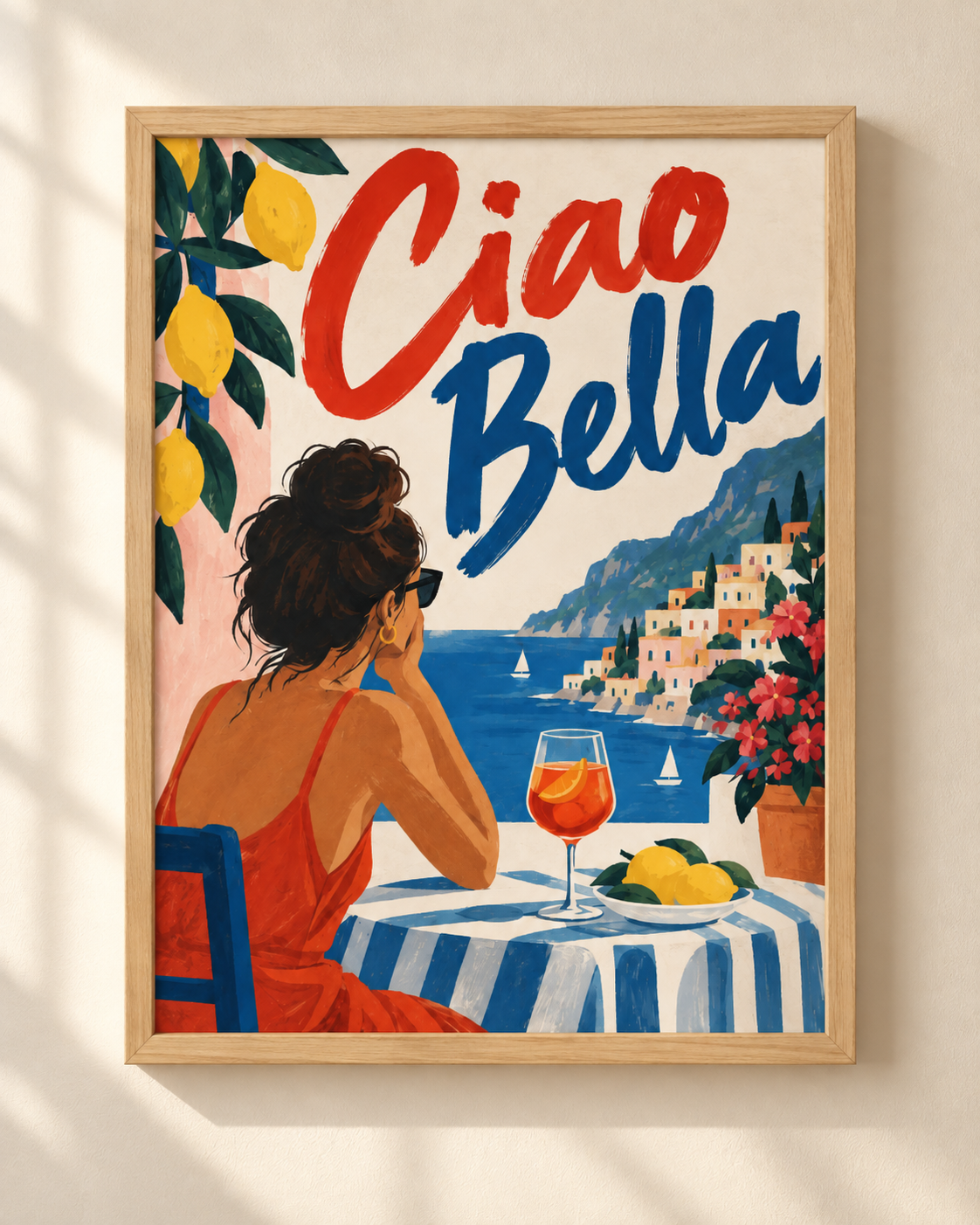 Ciao Bella - plakat śródziemnomorski w ramie