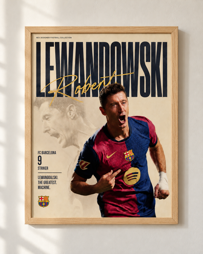 Robert Lewandowski - FC Barcelona - plakat piłkarski w ramie