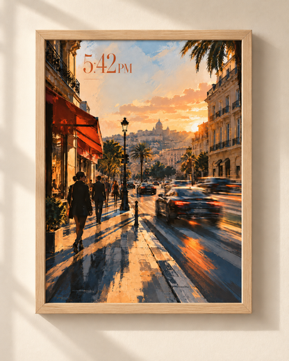 5:42 PM - plakat śródziemnomorskiej ulicy w ramie