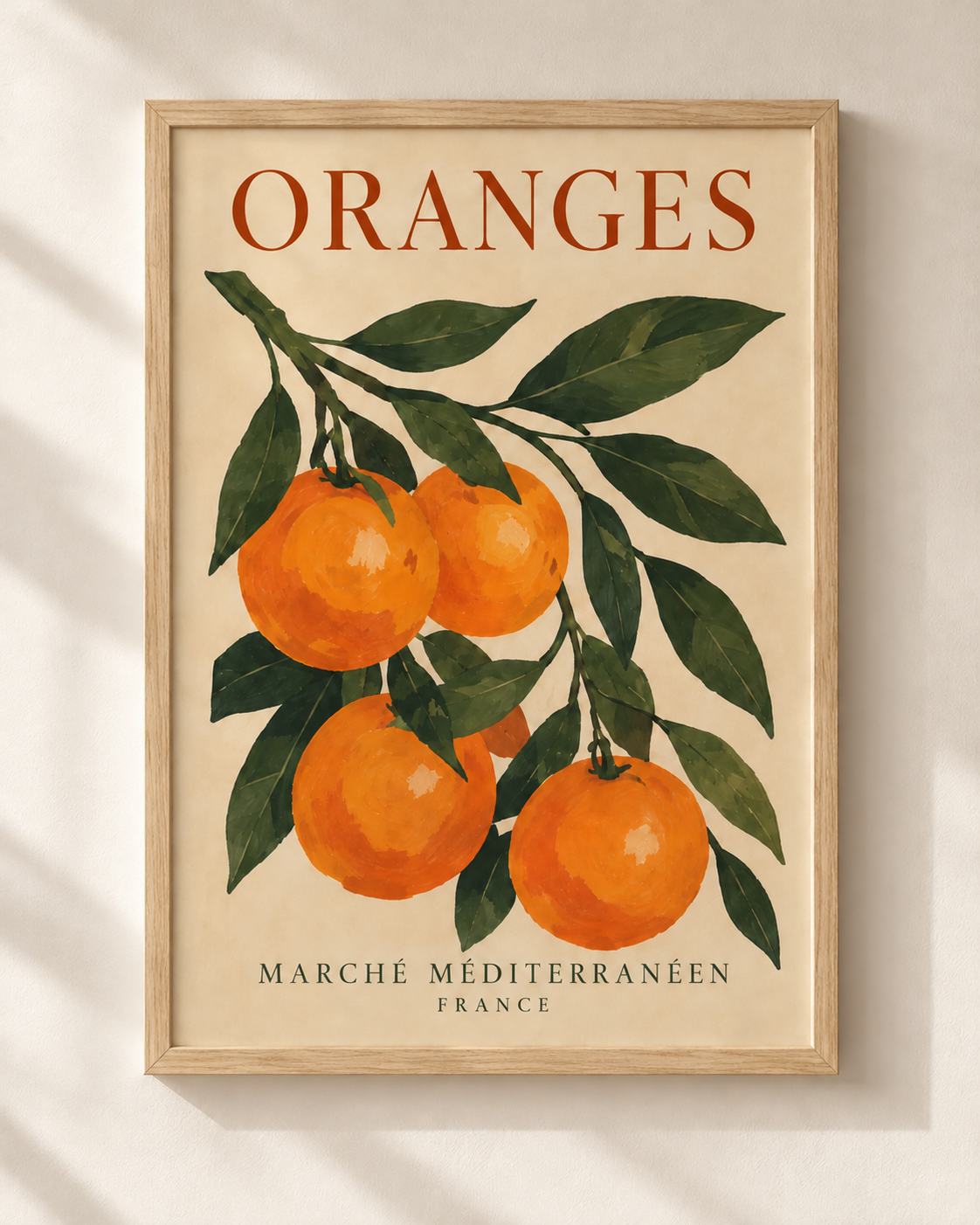 Oranges - śródziemnomorski plakat botaniczny w ramie