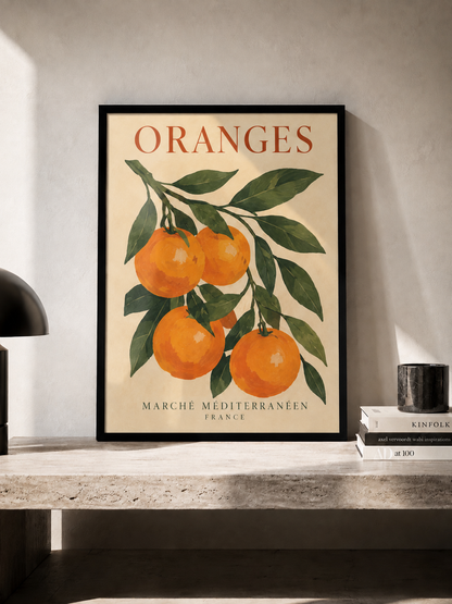 Oranges - śródziemnomorski plakat botaniczny w ramie