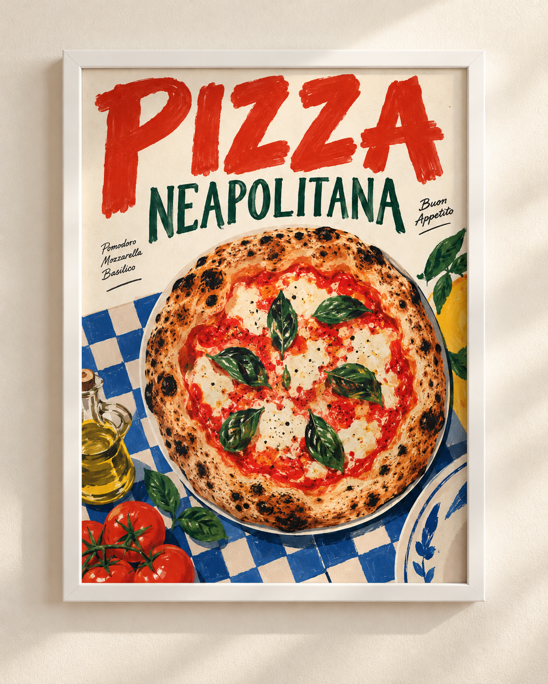 Pizza Neapolitana - plakat włoskiej kuchni w ramie