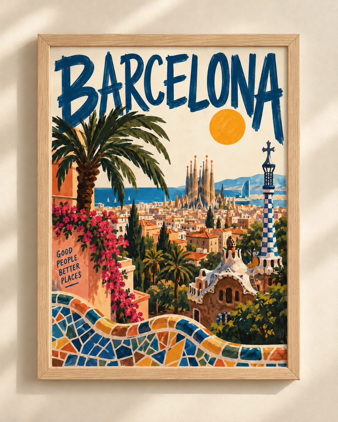 Barcelona - plakat podróżniczy w ramie
