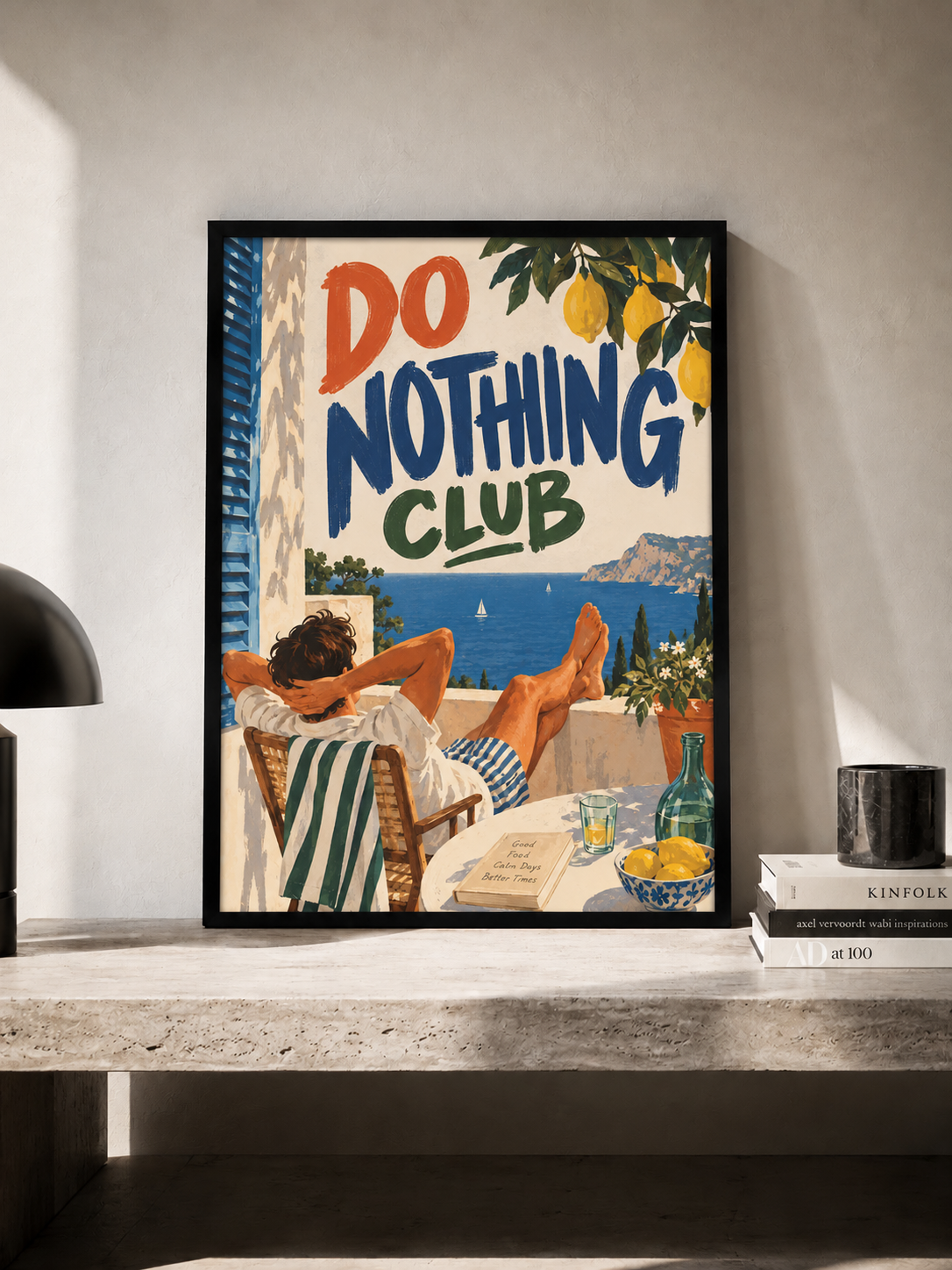 Do Nothing Club - plakat śródziemnomorski w ramie