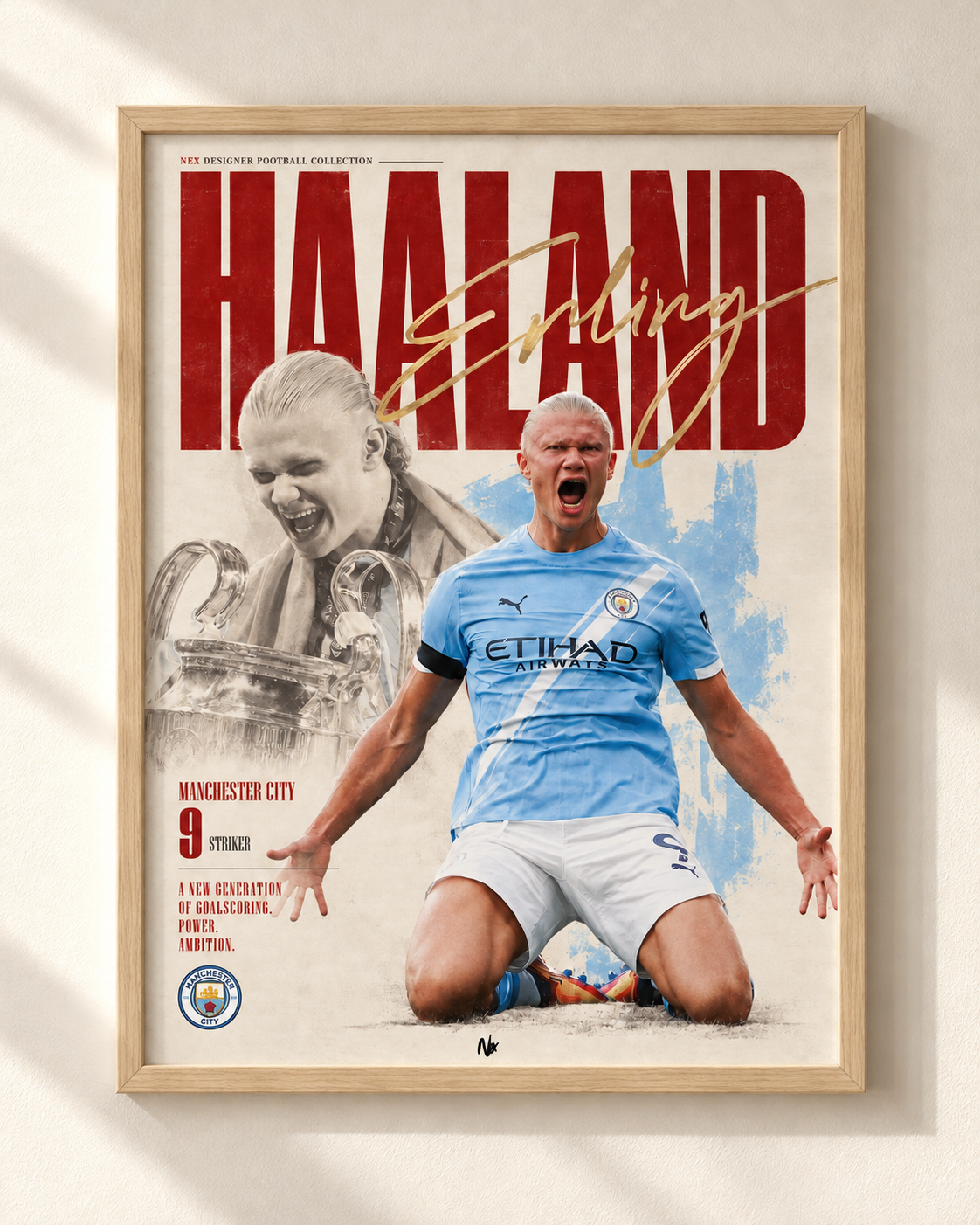Erling Haaland - plakat Manchester City w ramie