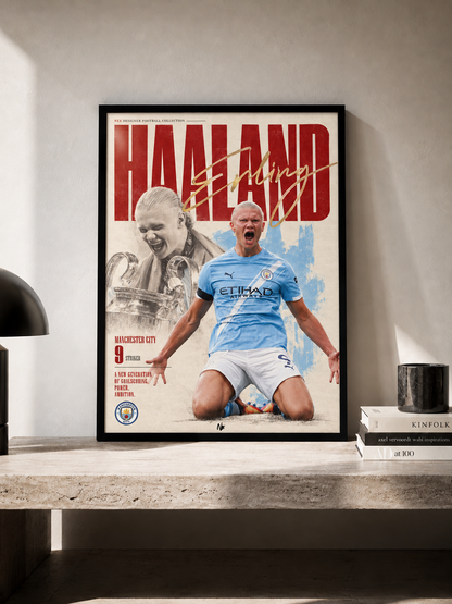 Erling Haaland - plakat Manchester City w ramie