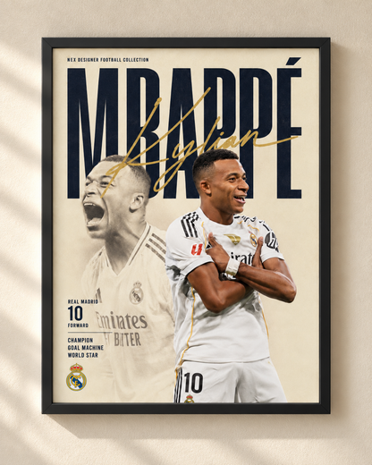 Kylian Mbappé - Real Madrid - framed football poster